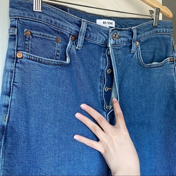 Re/Done Jeans 90s HR Ankle Crop Button Fly Seventies AF 31 NWT - Picture 3 of 7